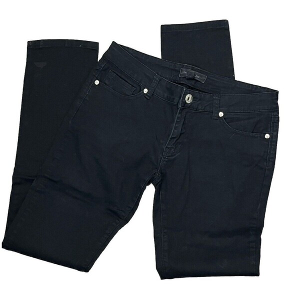 Zenana Jeans Mechanics Black Denim Jean Tapered Low Rise Stretch Size 9 - Picture 1 of 4